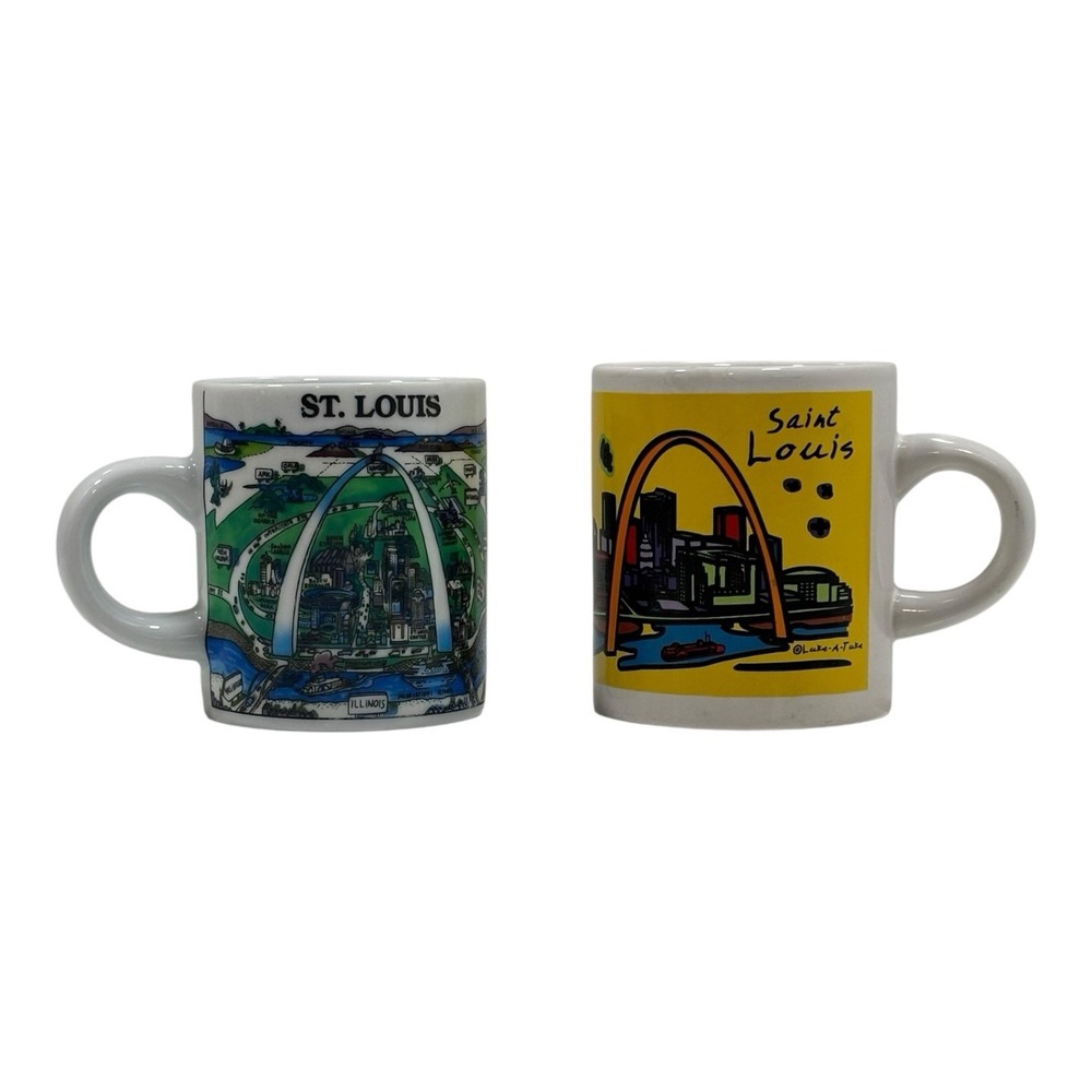 St Louis Missouri Expresso Mugs Gateway Arch Souvenir Coffee Lot‎ of 2
